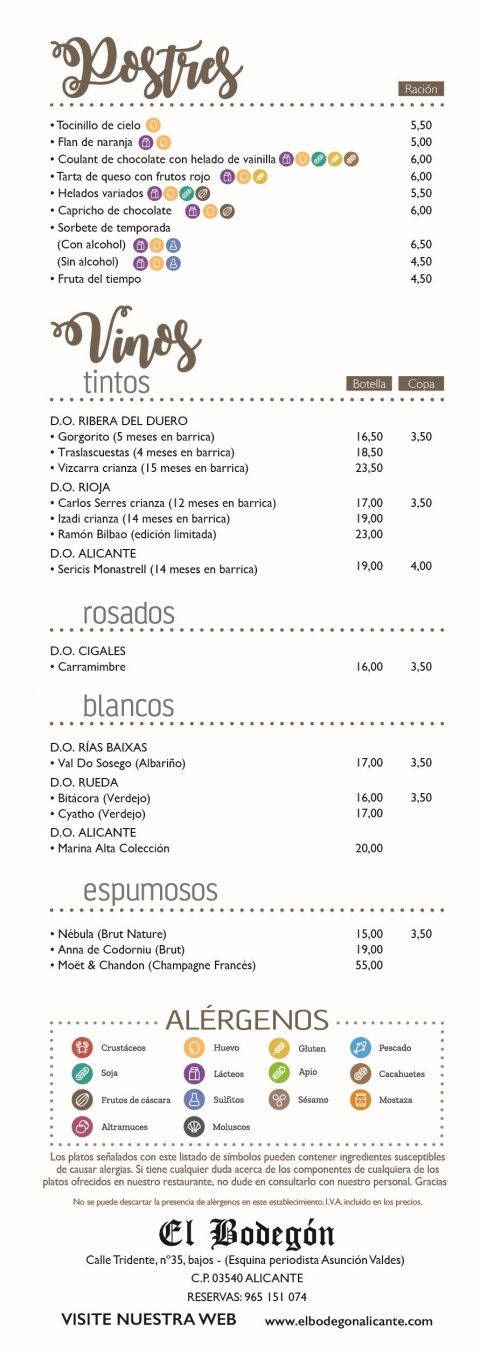 el bodegon menu